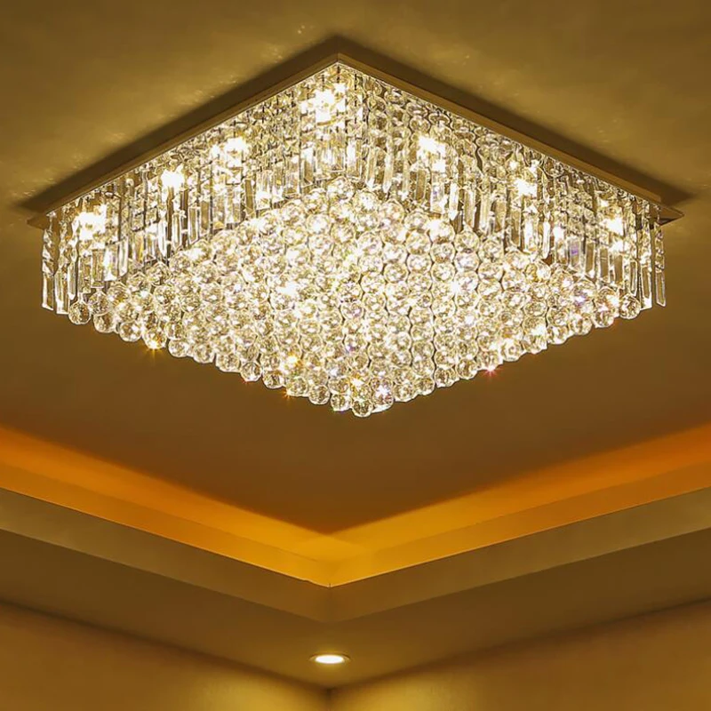 

jmmxiuz Modern K9 Crystal Ceiling Lamp LED Lighting Lamps Living Room Restaurant Crystal Lights E14 LED
