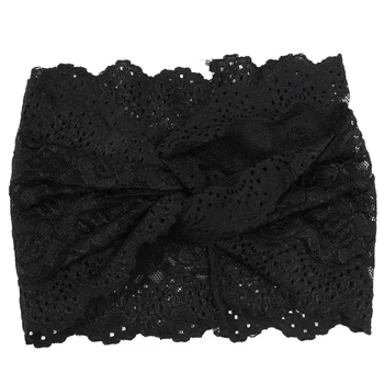 

Women Head Cover Sports Lace Band Turban Head Packing Scarf (Black)