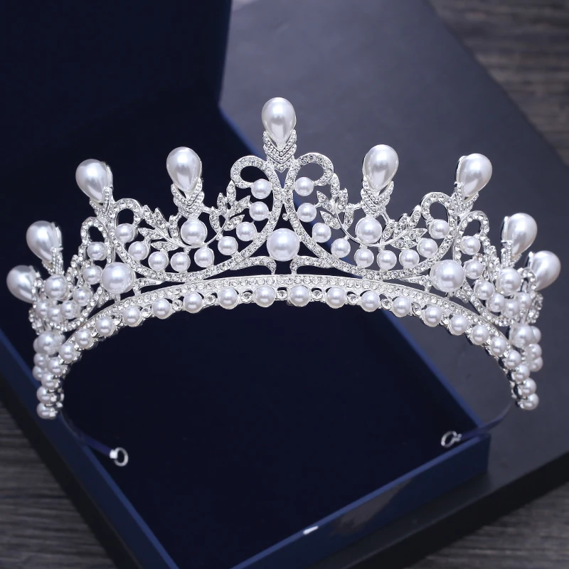 

2018 New Bride Wedding Pearl Crown Tiaras Women Rhinestone Hairband Bridal Crystal Headpiece Vintage Pearls Tiara Headband ML626