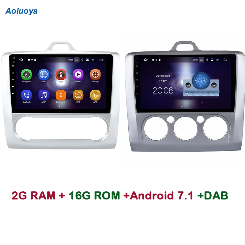 Aoluoya 9 &quotIPS 2 Гб RAM четырехъядерный Android 7 1 автомобильный DVD GPS плеер для Ford Focus 2007 2011