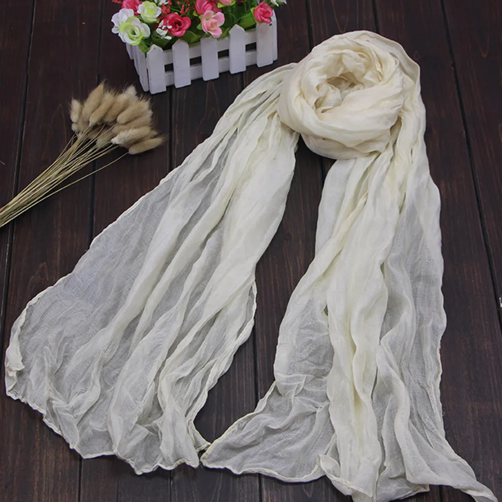 

2018 Women Scarf Fashion Solid Chiffon Wrap Scarf Retro Female Multipurpose Shawl Scarf Soft Long Scarf 50*180