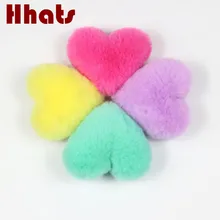 Любовь искусственного меха кролика помпонами сердце Форма искусственный мех пом Англичане Красочные Меховые помпоны мяч для обуви сумки шапочка Шапки