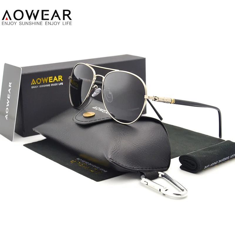 AOWEAR Роскошные брендовые дизайнерские солнцезащитные очки авиаторы Мужские