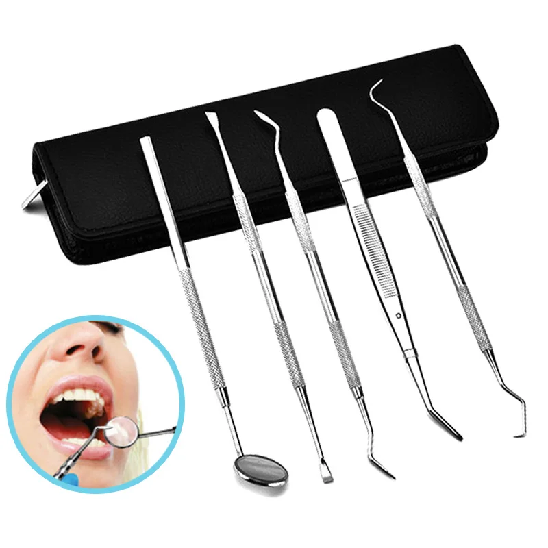 5Pcs/Set Stainless Steel Dental Prepared Tool Set Probe Tooth Care Kit