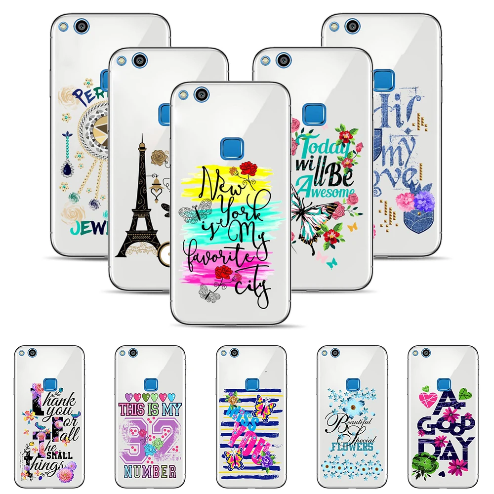 

Ultra Thin Pattern Motto Flowers Anti-Knock Case Cover Soft Back For Huawei P10 Lite P10 Plus