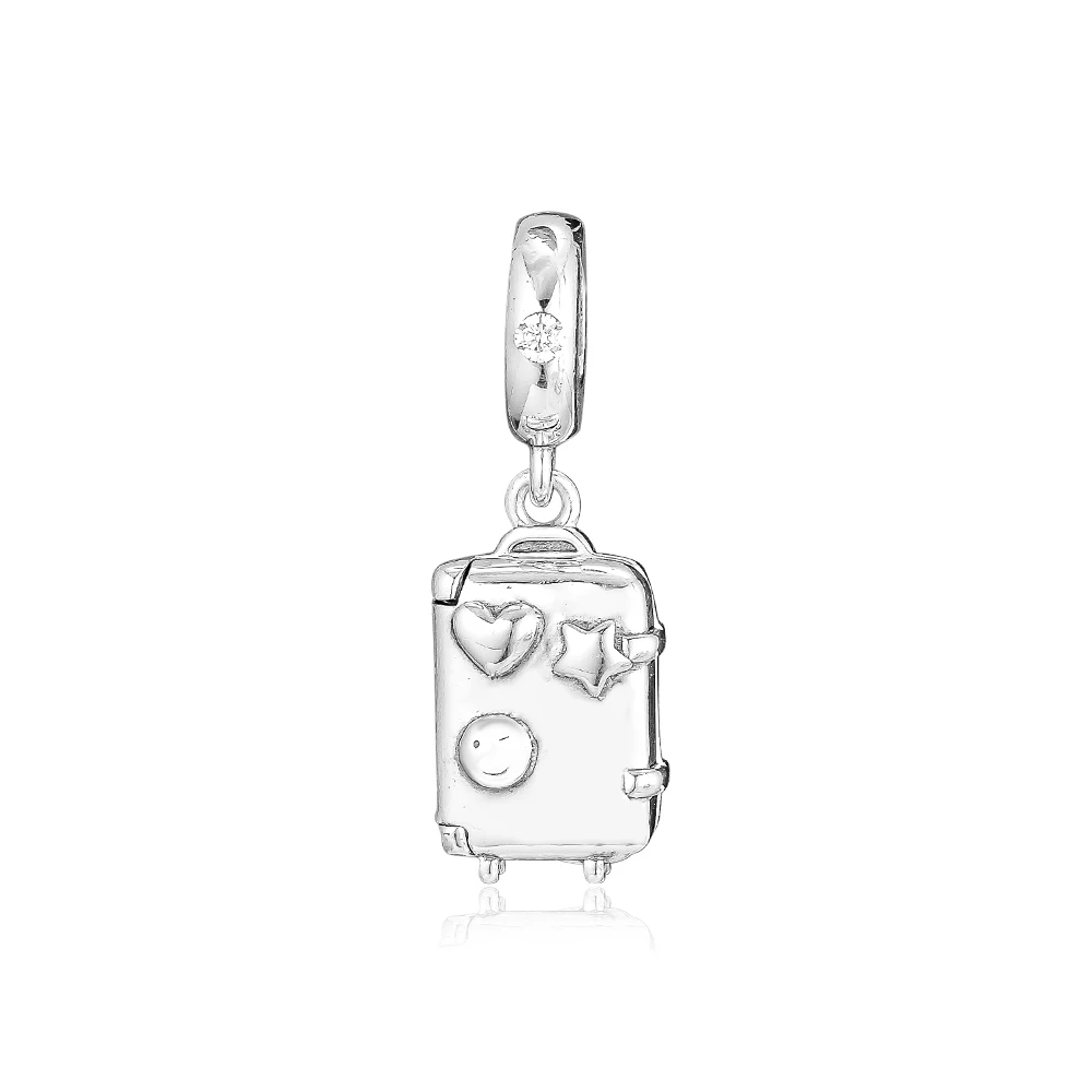 

QANDOCCI Suitcase Hanging Charms 925 Original Fit Pandora Bracelet Sterling Silver Charm Beads for Jewelry Making Bijoux Bead