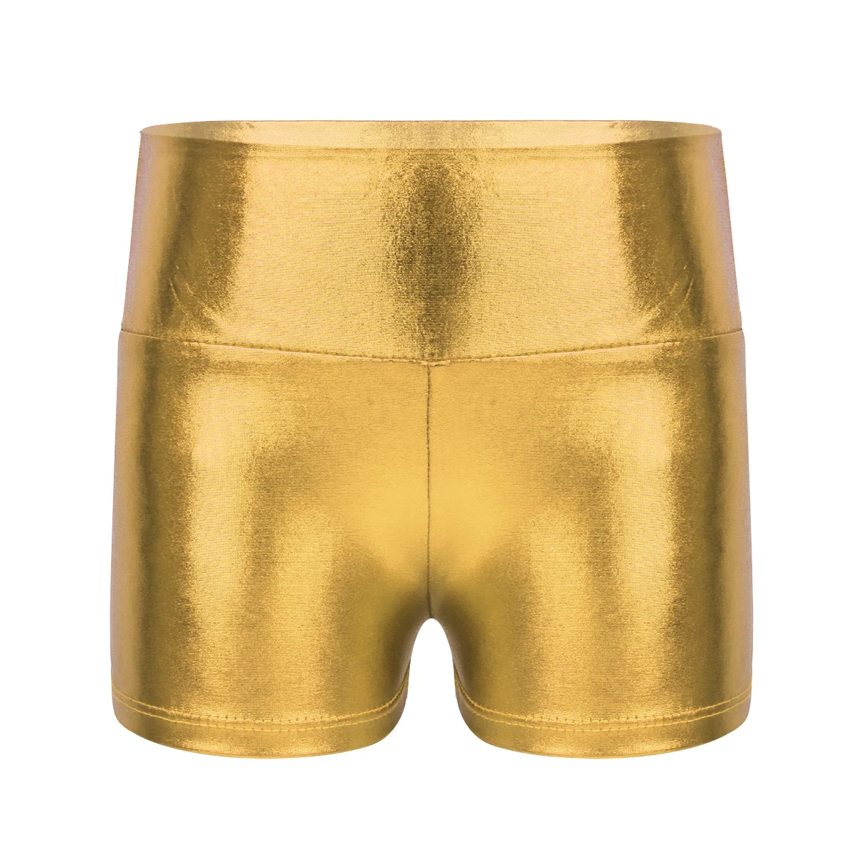 Kids Girls Shorts Metallic Shiny Stretchy High Waist Dance Shorts Bottoms Activewear Stylish Shorts for Sports Gymnastic Workout - Цвет: Gold