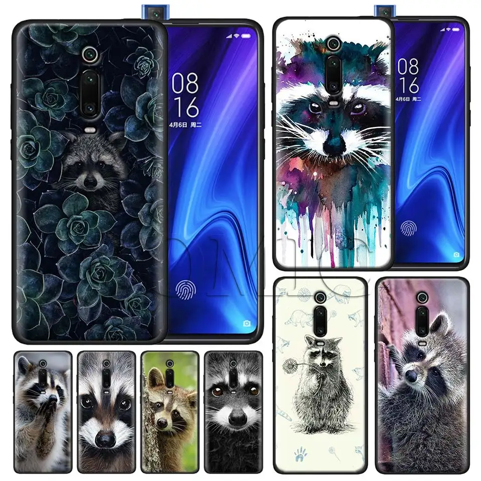 

Raccoon animal Black Case for Xiaomi Redmi Note 7 7s K20 5 6 Pro Redmi 6 6 5 5Plus 4X S2 Y3 Silicone Soft Case