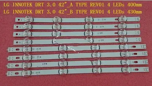 

8 Pieces/lot(4*A+4*B) LED backlight bar for LG INNOTEK DRT 3.0 42"_A 42"_B TYPE REV01 6916L 1709B 1710B 1957E 1956E 1956A 1957A