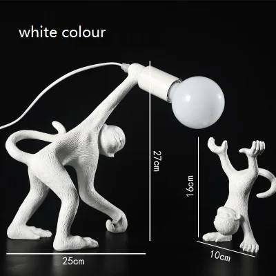 Современная настольная лампа, дизайн, 2 комбинации обезьяны, креативный светильник обезьяны для детской спальни, гостиной - Цвет корпуса: white