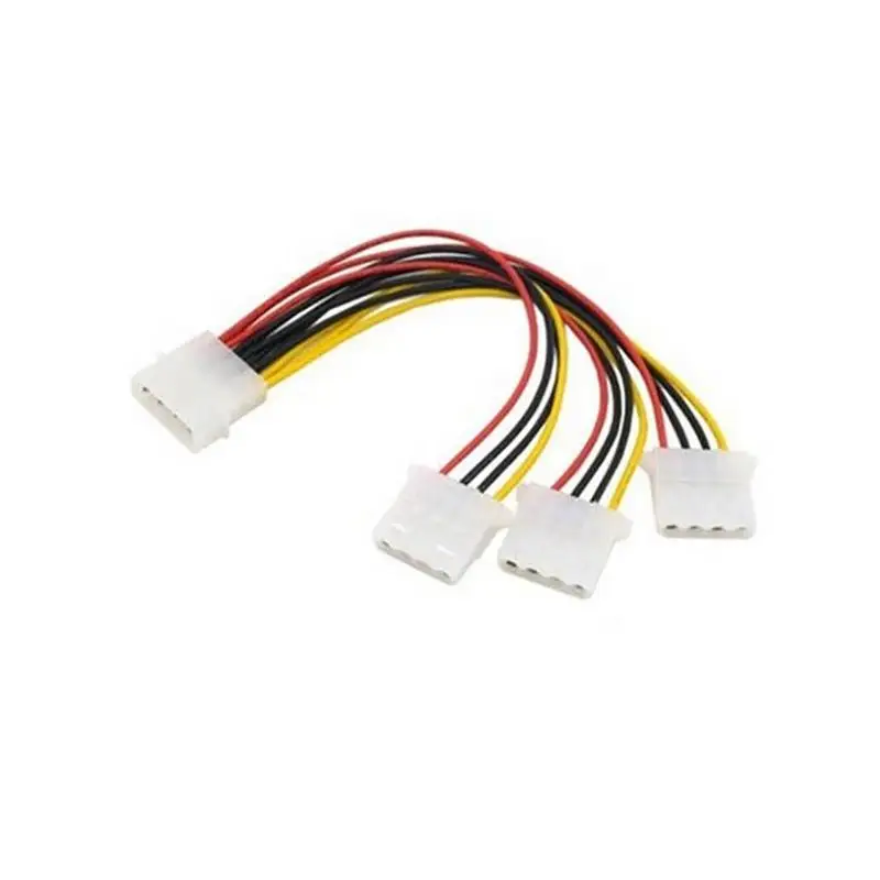 

High Quality 22cm 4Pin IDE Power Cables HY1578 4 Pin Molex Male to 3 port Molex IDE Female Power Supply Splitter Adapter Cable