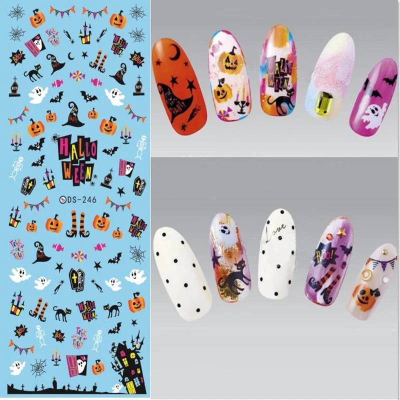 

1 Sheet Christmas Halloween Ink Flower DS series DIY Water Transfer Nails Art Sticker Wraps Foil Sticker manicure