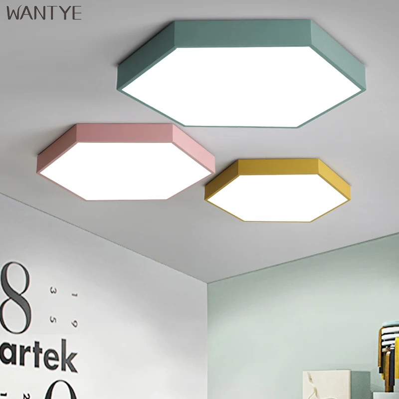 

WANTYE Surface Mounted Round Square LED Ceiling Lights for Living Room Kids Room Macarons Modern Ceiling Lamp Luminaria