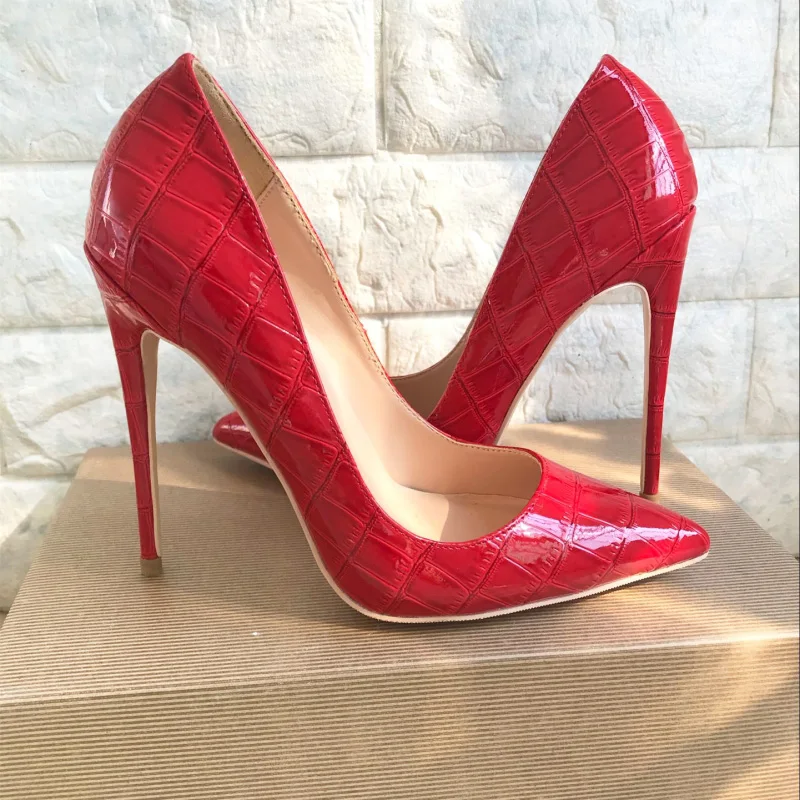 

2019 Fashion free shipping red python Patent Leather Poined Toe Stiletto Heel high heel shoe pump HIGH-HEELED SHOES dress shoe