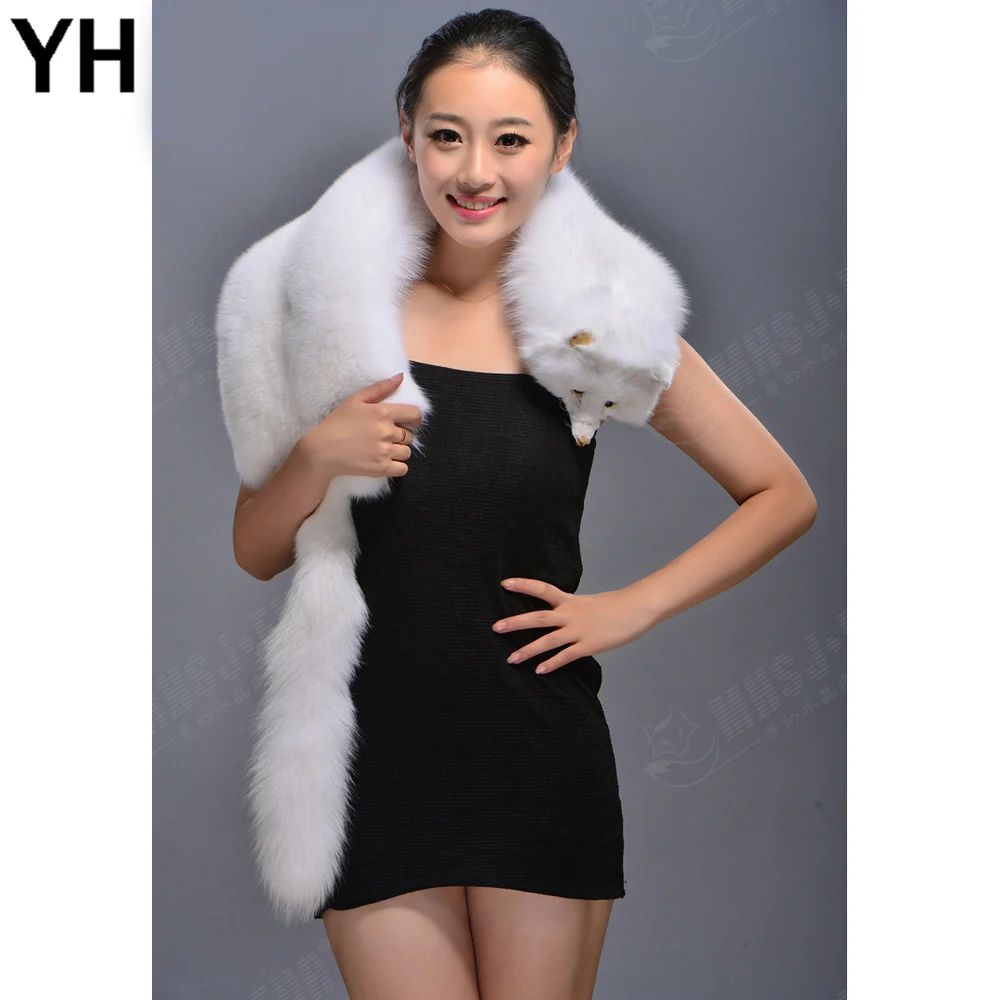 

2019 New Real Fox Fur Scarves Women Winter Real Natural Fox Fur Neck Collar Warm Soft Fashion Elegant Genuine Real Fox Fur Scarf