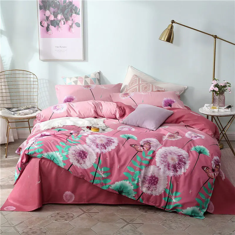 

Pink 4pcs Girl Boy Kid Bed Cover Set Cartoon Duvet Cover Adult Child Bed Sheets And Pillowcases Comforter Bedding Set 2TJ-61002