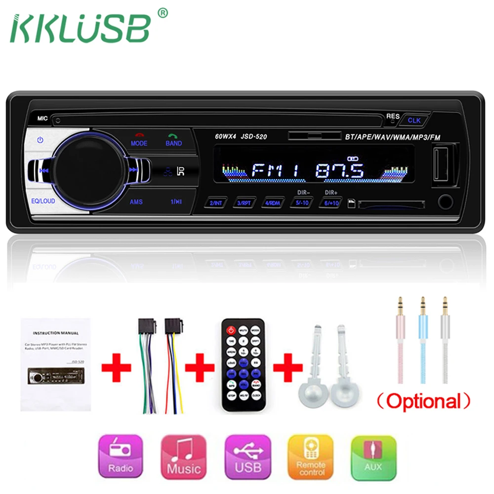 Авторадио JSD 520 авто стерео 1 Din автомобильное радио 12 в bluetooth V2.0 FM Aux вход приемник