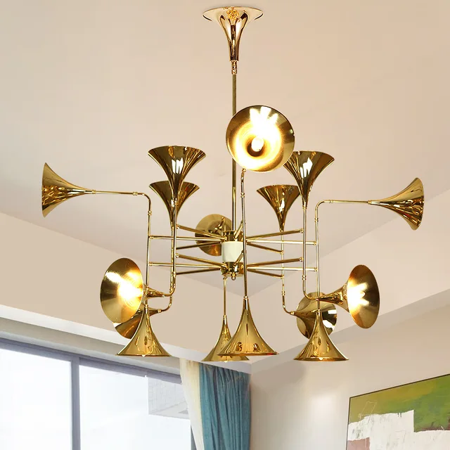 Haixiang Modern Art Chandelier Iron Musical Instruments Speaker Haixiang Modern Art Chandelier Iron Musical Instruments Speaker Decorative Lighting 12 16 24 Lights E14 Living Room Lamps