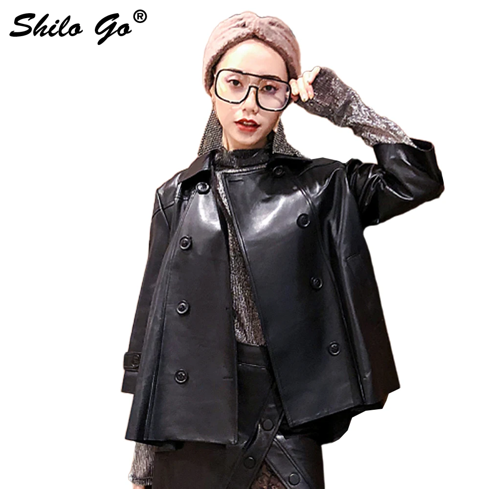 Femmes Causal Mouton Boutonnage Printemps Double De Peau Véritable Manteau À Veste Lâche En Aller Col Cuir Mode Revers Shilo ITRqW