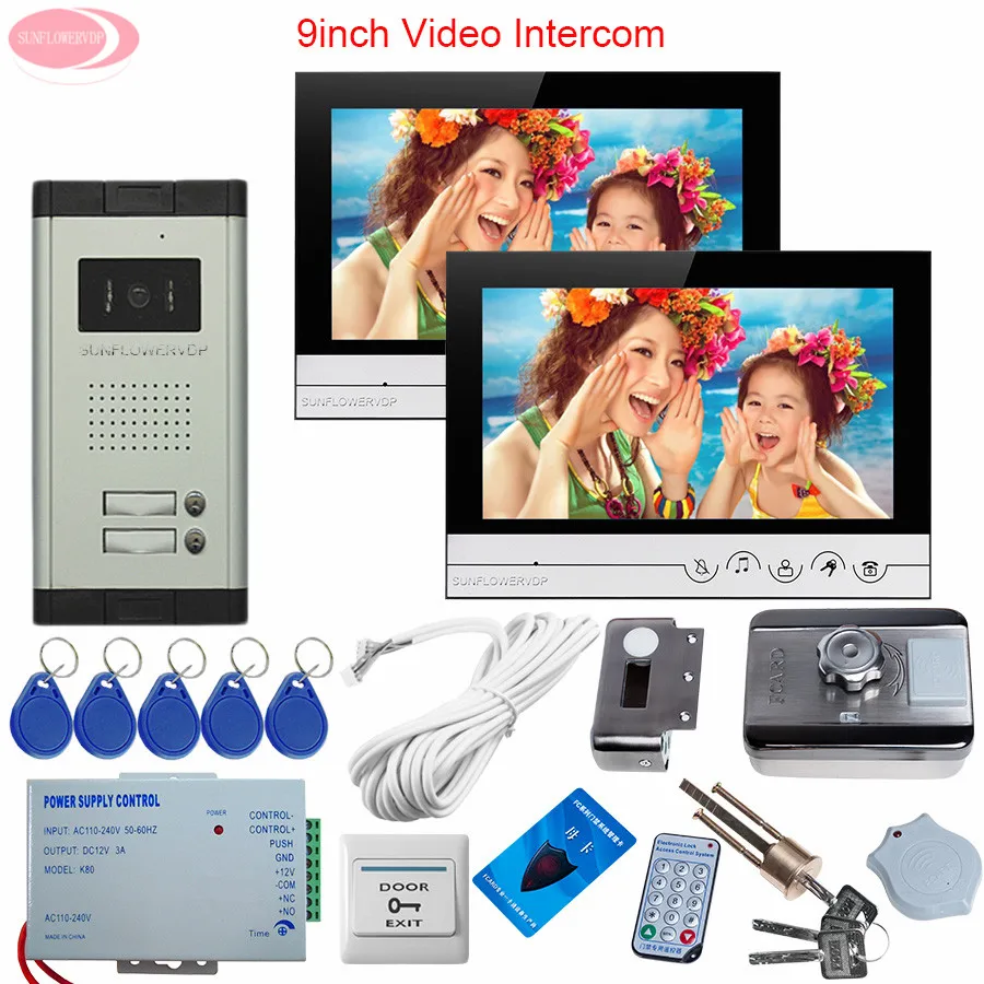 9inch Wired Intercom For Private House Color Video Door Phone Doorbell 2 Monitors With Rfid Door Lock IR Night Vision Camera Kit 9inch Wired Intercom For Private House Color Video Door Phone Doorbell 2 Monitors With Rfid Door Lock IR Night Vision Camera Kit