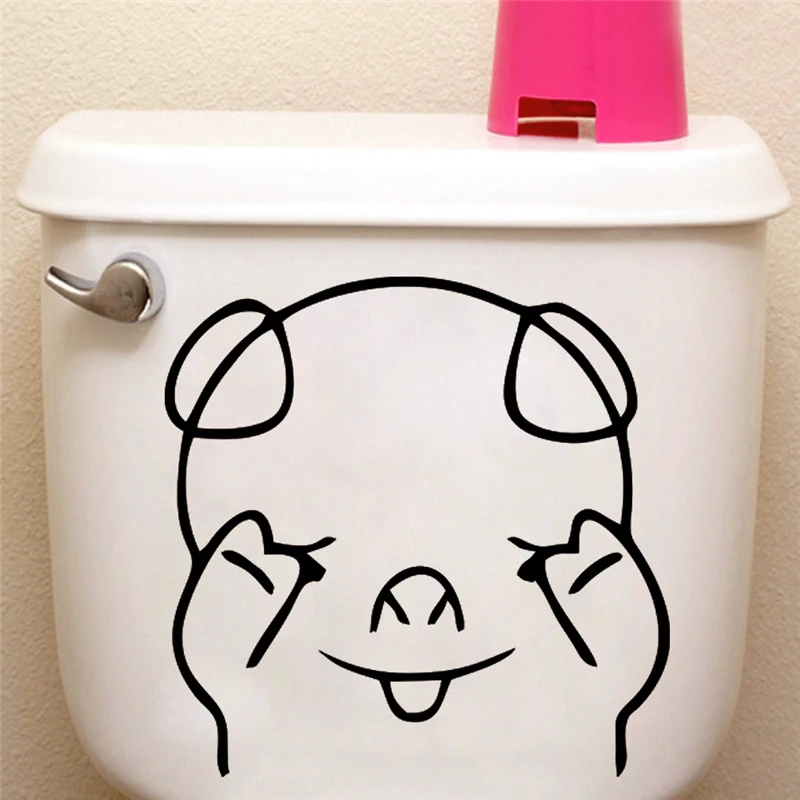 

cute shy pig wall stickers for toilet bathroom refrigerator computer decoration cartoon animal wall art decals vinyl wall poster