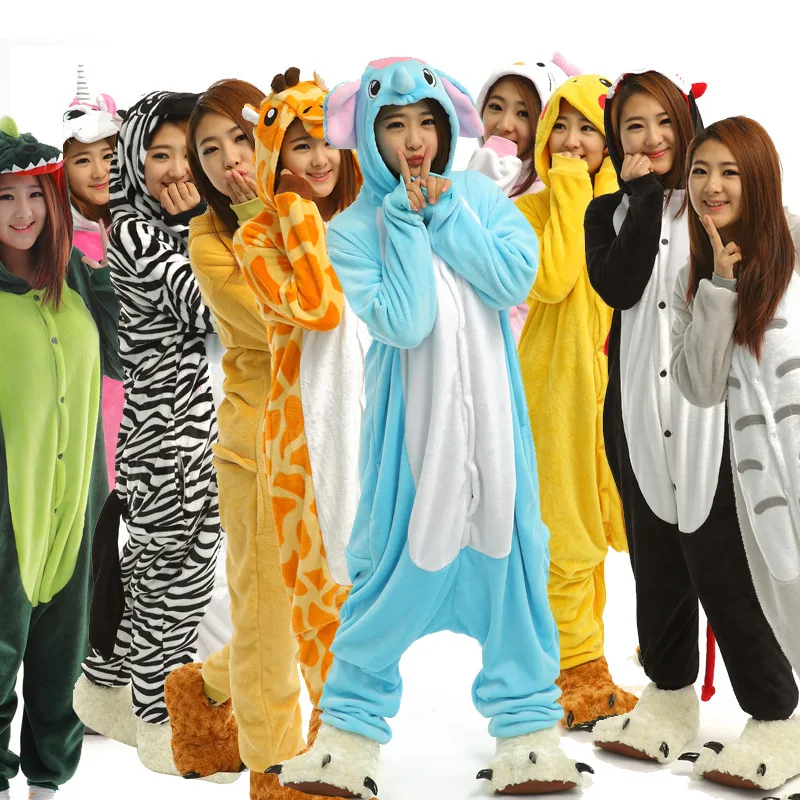 Pajama Sets Unicorn Stitch Giraffe Unisex Pajamas Adults Cosplay Childhood Cartoon Animal Onesies Sleepwear Hoodie For