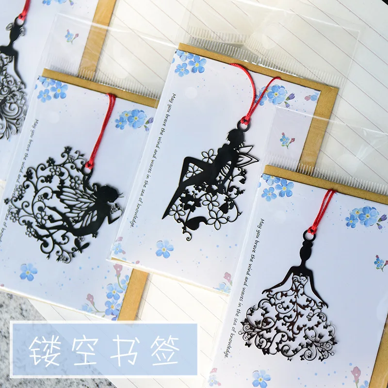 

4 Pcs/Set Cartoon Fairy Tale Series Metal Bookmark Book Holder Message Card Gift Stationery