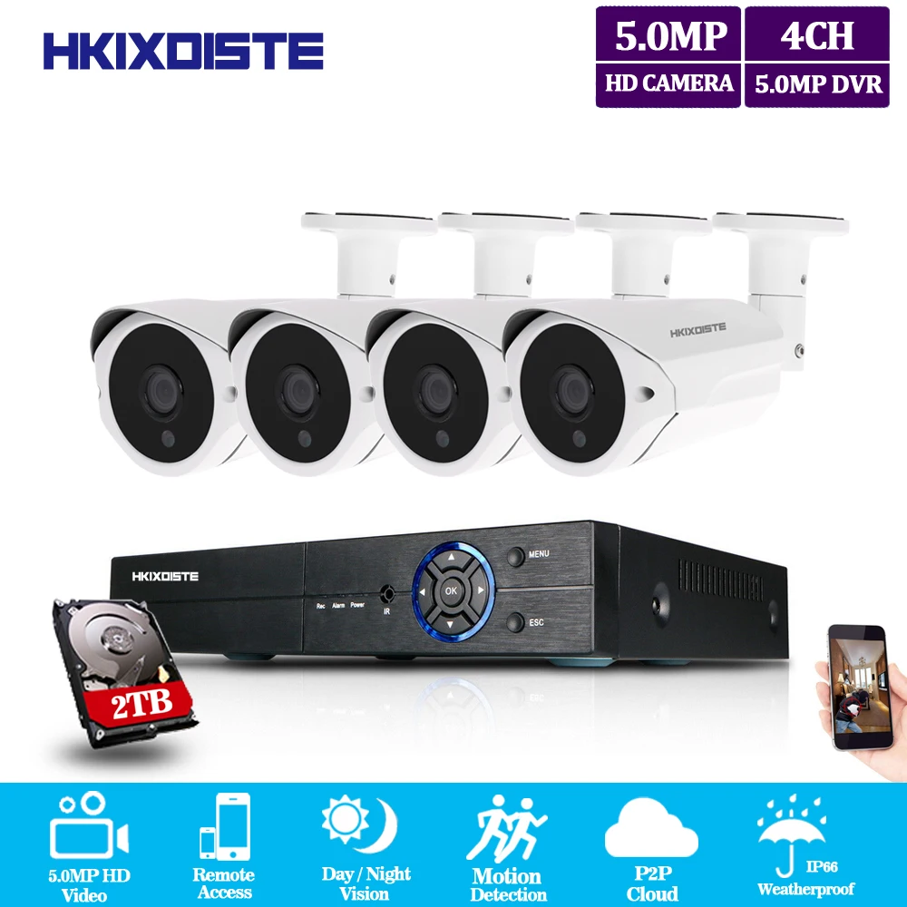 

Super SONY 5mp CCTV Surveillance Kit 5mp Security Camera System 4ch DVR 5MP Video Output Kit 40m night vision camera HDMI P2P