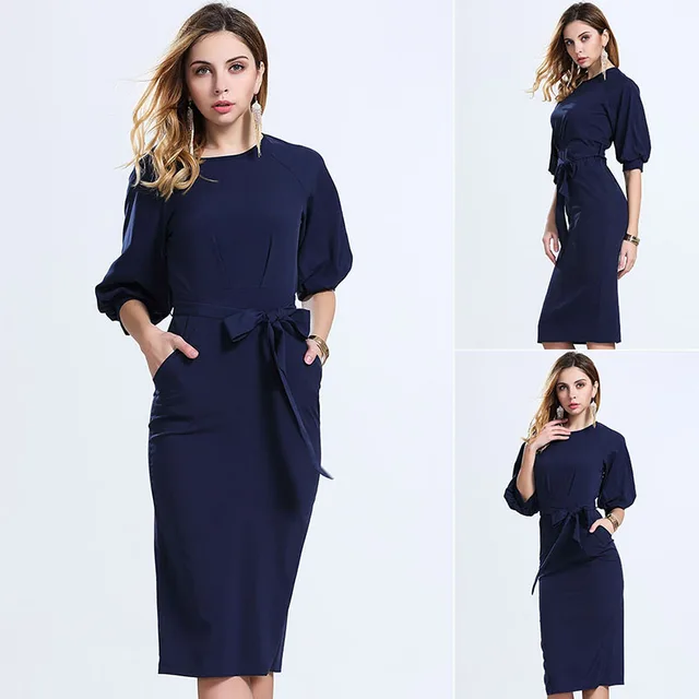 2017 Fashion Women Summer Office Dresses Plus Size S 2xl Dark Blue 2017 Fashion Women Summer Office Dresses Plus Size S 2xl Dark Blue Vestidos De Festa