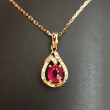 18K Gold 0.683ct Natural Ruby and Pendant Necklace 0.137ct Diamond inlaid 2016 Factory Direct New Arrival Fine Jewelry