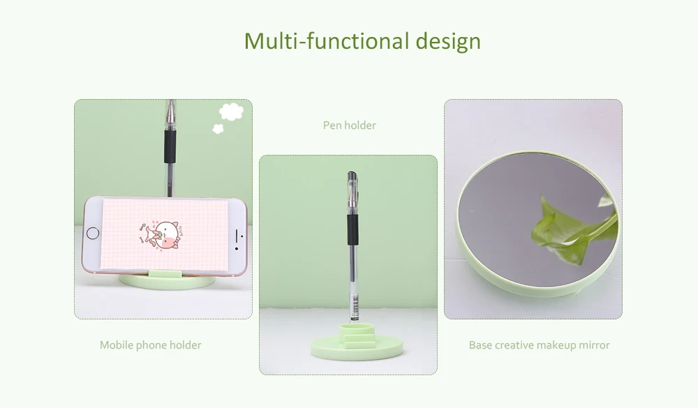 Mini USB Charging Handheld Fan with Mobile Phone Holder Makeup Mirror