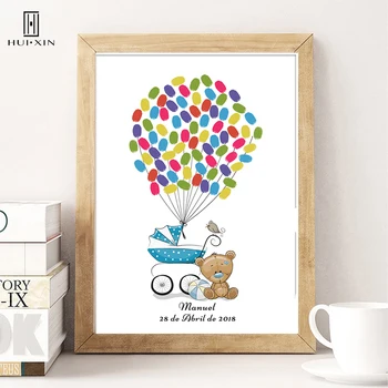 

Customize Name Date Bear Baby Car Fingerprint DIY Signature Guest Book For Baby Shower Birthday Bapstism Party Decor