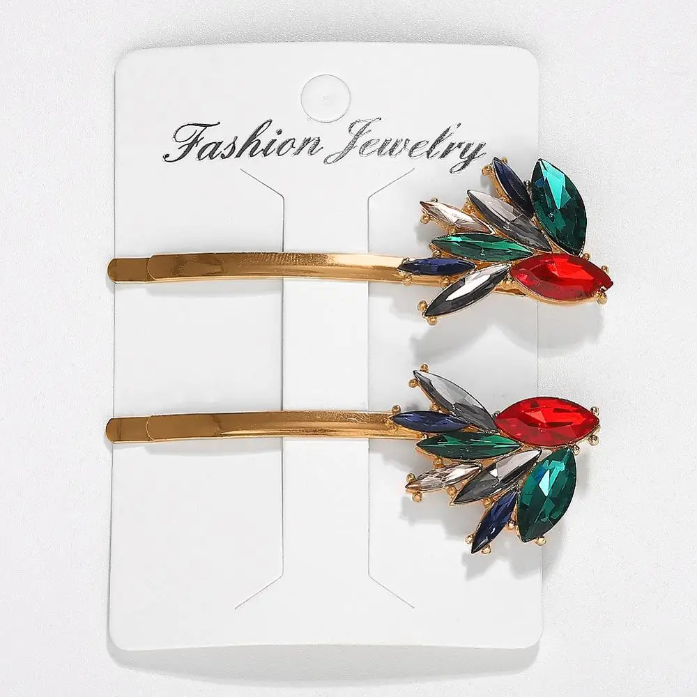

Bohemia Flower MultiColor Crystal Hair Clip For Women Statement Gold Painting Branch Butterfly Hairwear Sweet Wedding New