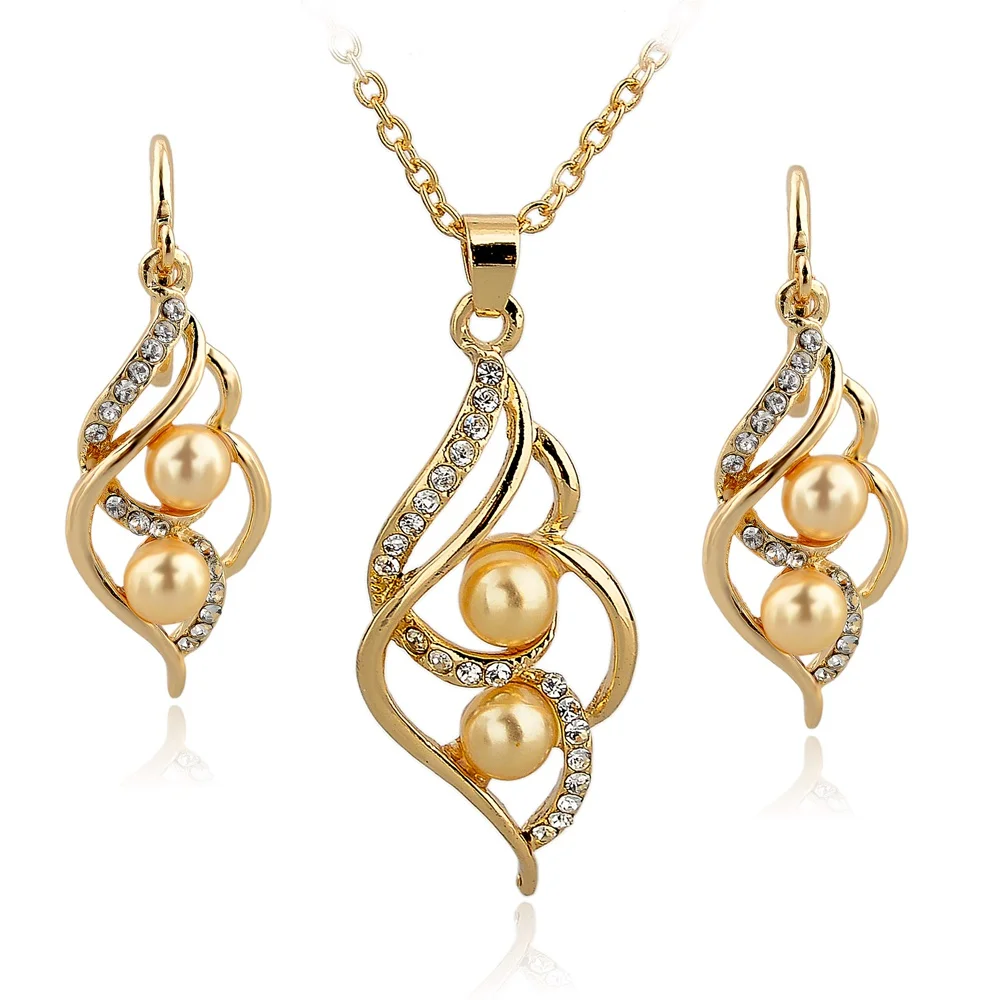 Toucheart Simulated Pearl Indian Wedding Jewelry Sets For Women Toucheart Simulated Pearl Indian Wedding Jewelry Sets For Women Bridal Crystal Gold Color Earrings Statement Necklaces Set140024 In From