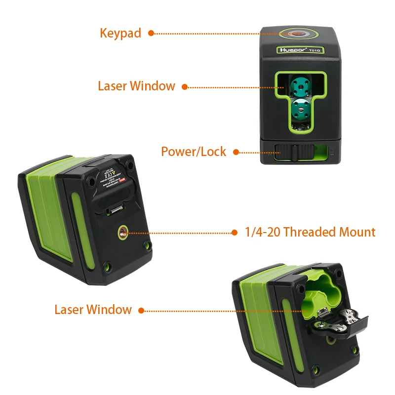 Preise Huepar Selbst nivellierung Vertikale und Horizontale Laser Grün Strahl Kreuz Linie Laser Ebene Nivel Laser mit Osram Laser Kopf modell