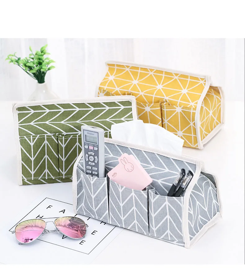 

Multi-function Cotton Linen Paper Towel Box Desktop Sundries Storage Box Tissue Box Holder Paper Pouch Bag