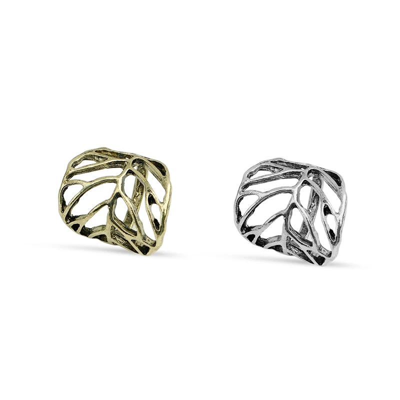 

Vintage Leaf Rings Men Creative Gothic hollow stem Ring Adjustable Cool Punk