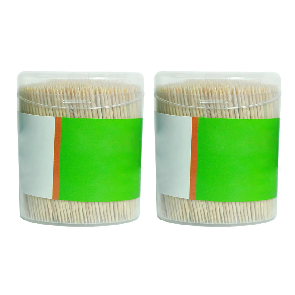 

1000pcs Food Home Toothpick Bamboo Cocktail Barbecue Sturdy Cylindrical Boxed Party KitchenCraft Plastic Storage Box Double