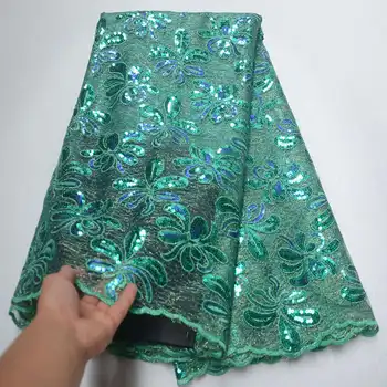 

African Tulle Lace Fabric Embroidered Nigerian For Wedding 2019 High Quality Lace French Tulle Lace Fabric With Sequins XDE04