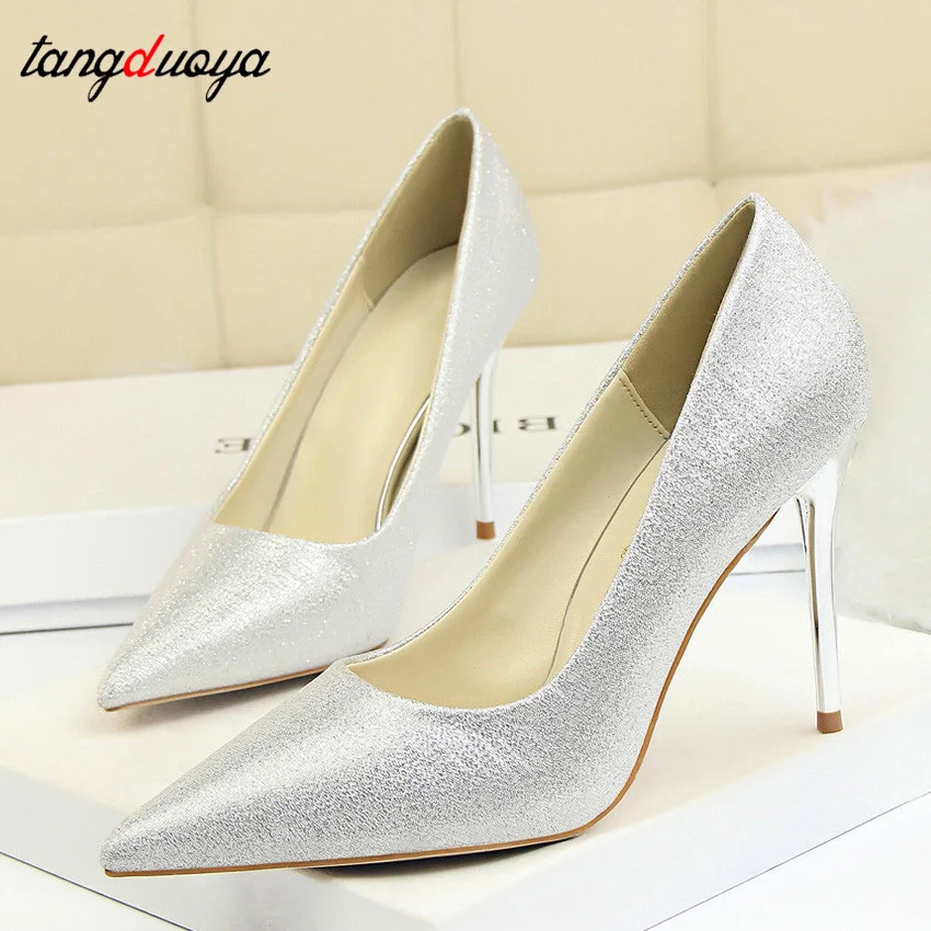 

wedding shoes bride party pumps women shoes high heels shoes elegant pumps gold sliver heels women big size 34-43