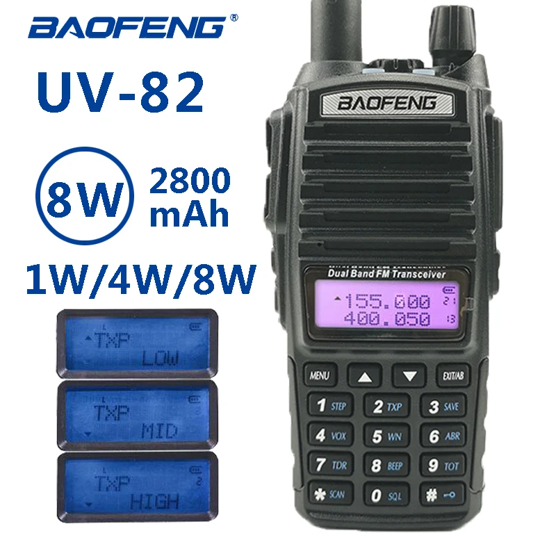 

baofeng uv-82 8W portable walkie talkie 10km vhf/uhf 136-174&400-520MHz ham cb radio station uv 82 Communicator uv82 transceiver
