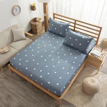 

3PCS Fitted Sheet+Pillowcase 120*200/150*200/180*200 Height 25CM Polyester Geometric Printed Bedding Sheet Home Textile