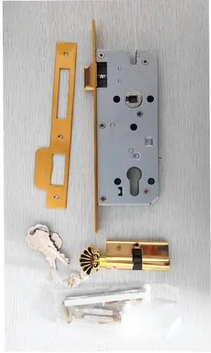 Позолоченная Классическая причудливая дверная ручка- итальянский дизайн - Цвет: lock body n cylinder