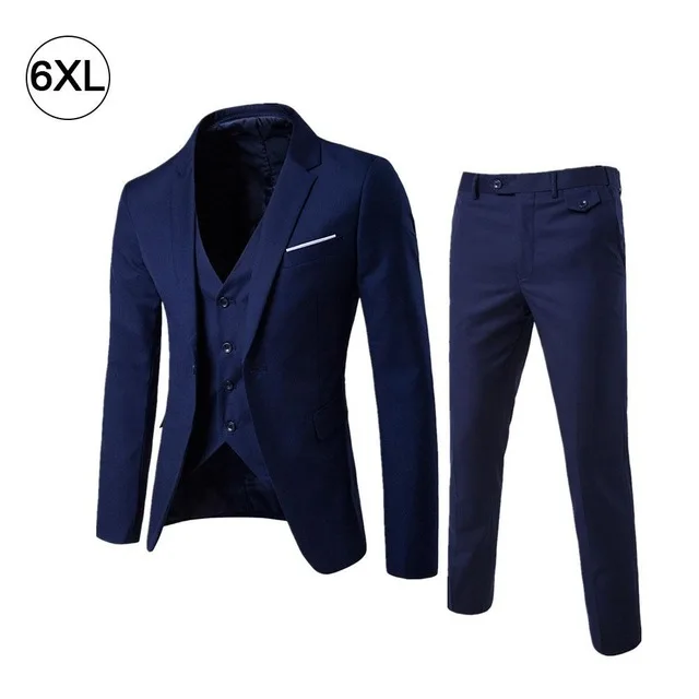 Пиджак+ брюки+ жилет) роскошный мужской свадебный костюм, мужские блейзеры, приталенные костюмы для мужчин, деловой вечерний синий классический черный - Цвет: Suits