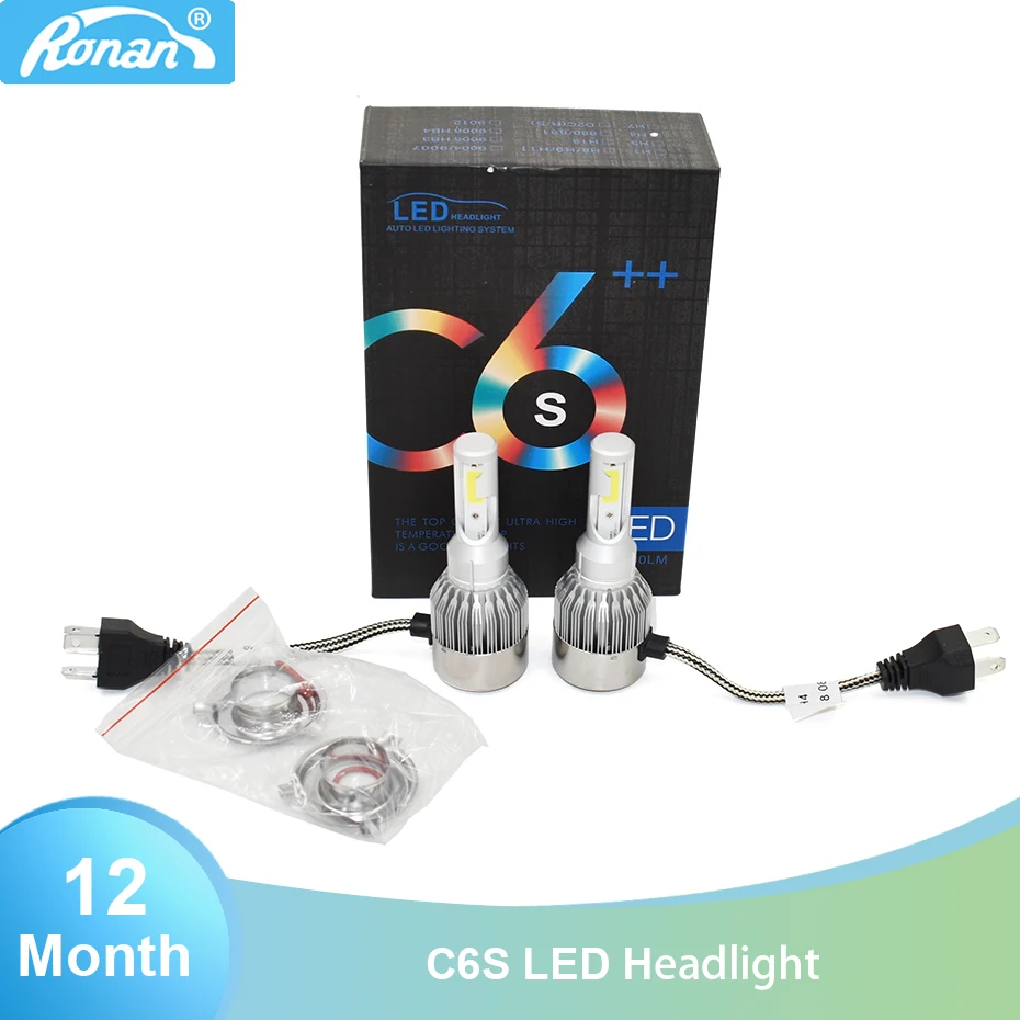 Ronan C6S car LED headlight H4 hi/lo 5500LM 38W 60000 hours lifespan 6000K Headlamp IP68 Aluminum alloy Auto lamps