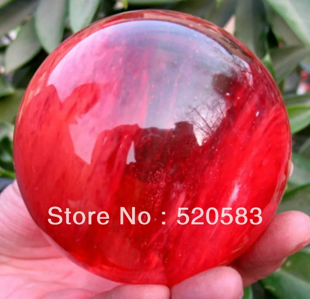 

Free Shipping Crystal Cherry Red wonderful pretty quartz sphere BALL 75-80MM
