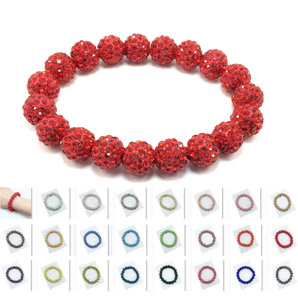 

Handmade Crystal Paved Bead Strand Bracelet CZ Rhinestone Micro Paved Beads Bracelets For Women Jewelry