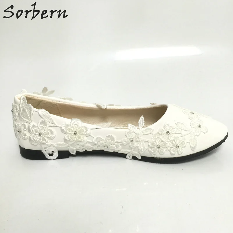 Sorbern/белые свадебные туфли с цветочным кружевом; свадебные туфли без застежки с круглым носком; женские туфли-лодочки на высоком каблуке; Закрытый круглый носок; 4,5 см/8 см
