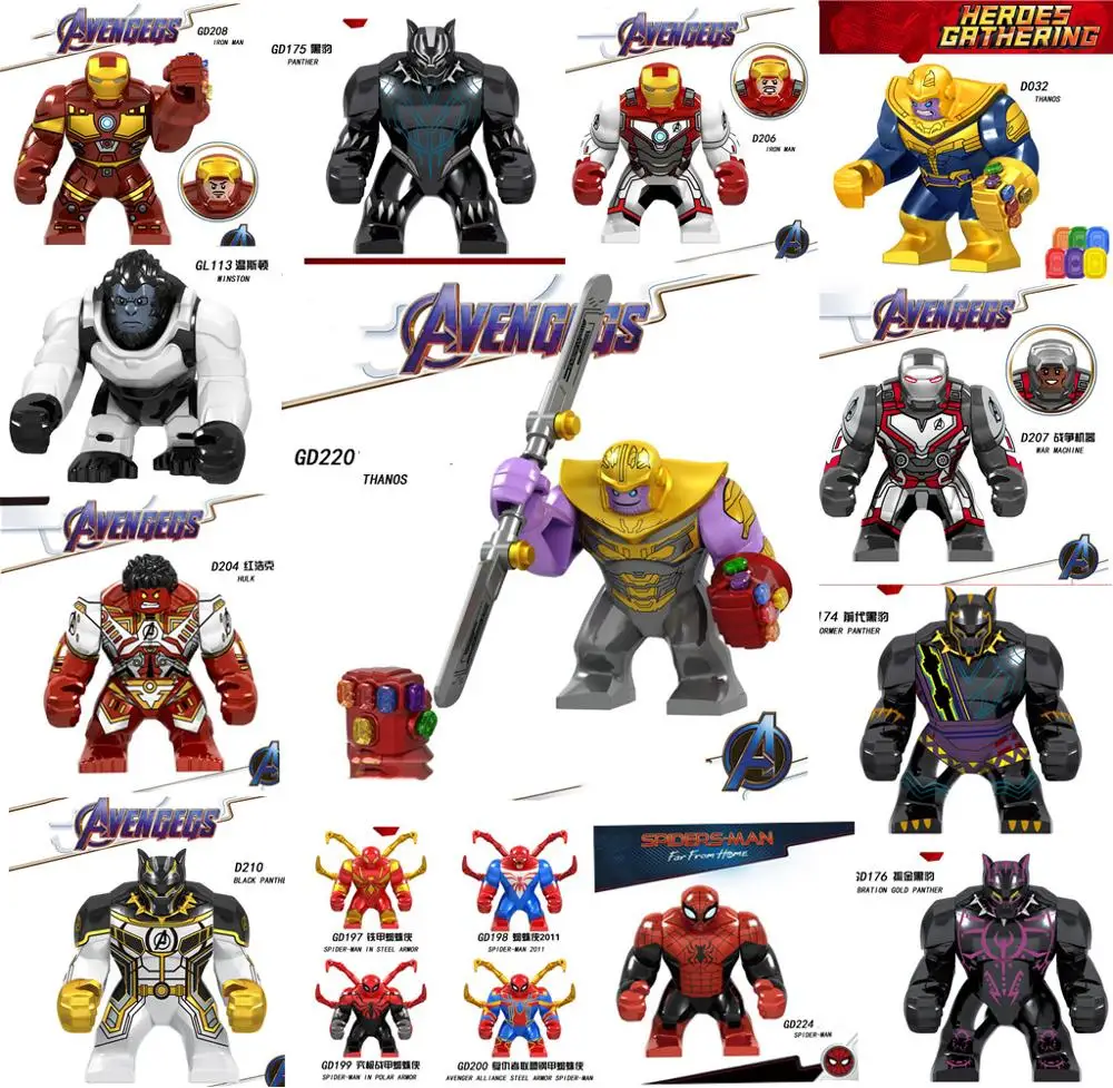 

Super Hero Black panther Thanos Iron man Hulk Spiderman Captain America End Game Infinity War Building Blocks Toys