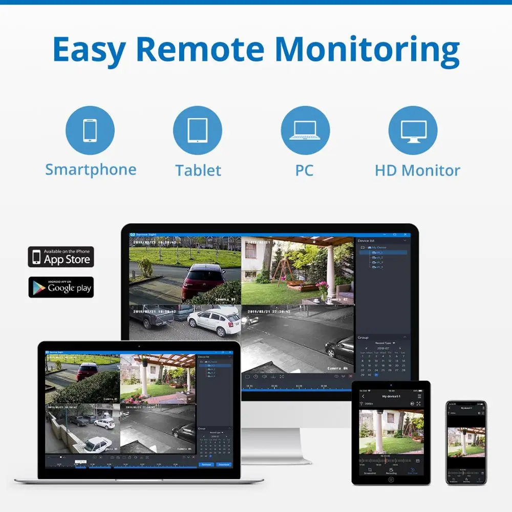 SANNCE 1080P 8CH FHD PoE Network Video Security System 8*1080P HD Weatherproof Cameras with Smart IR LEDs Surveillance CCTV Kit